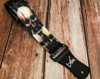 Glost Skull Webbing gitaarband (collectie schedelriem) - Vtar handgemaakte veganistische akoestische/elektrische/basgitaarbanden