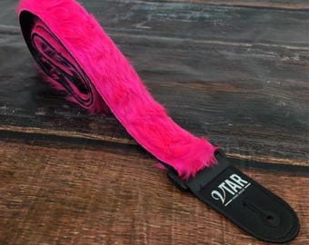The Pink Faux Fur Strap - Vtar Handmade Vegan Acoustic/Electric/Bass Guitar Straps