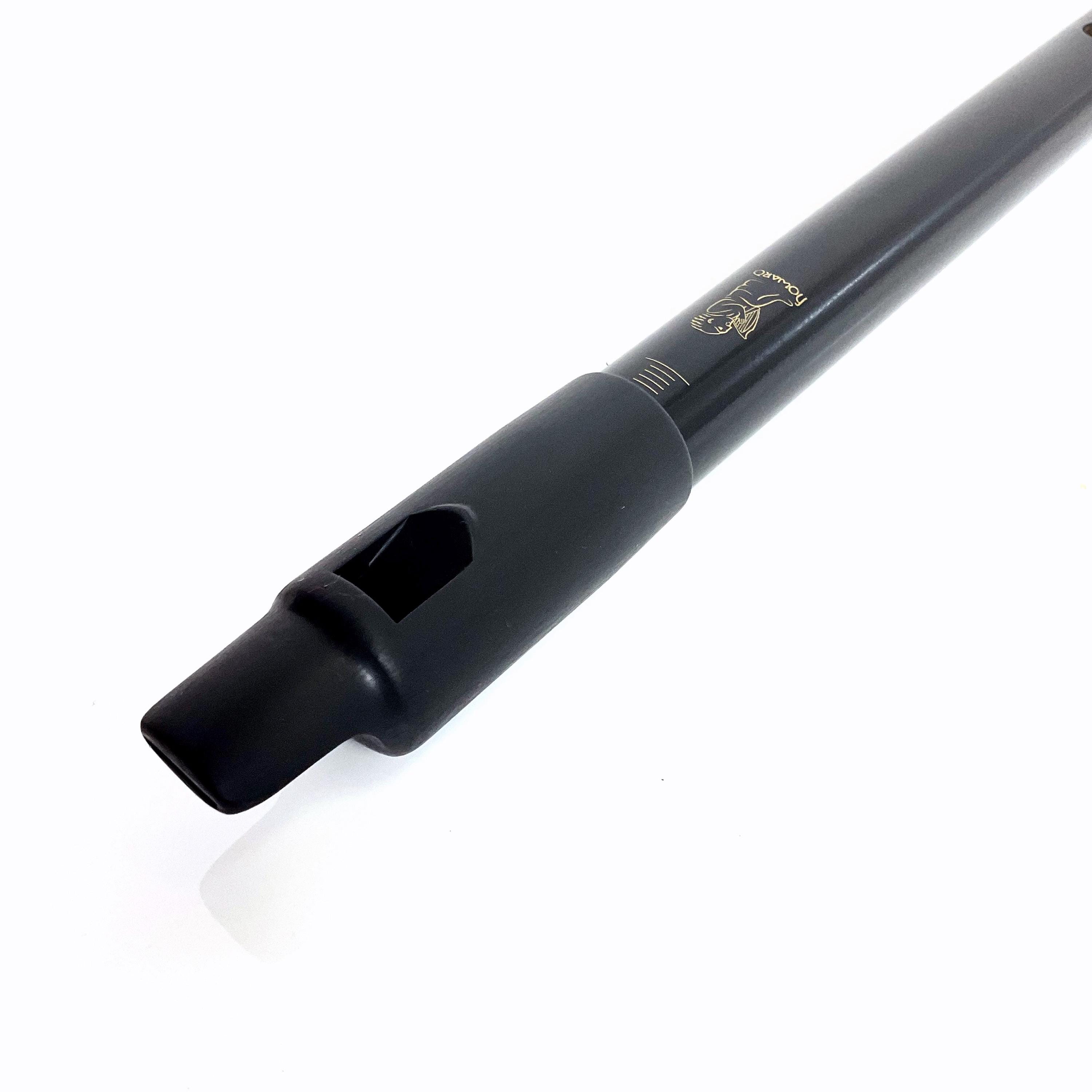 Black Howard Low D Tunable Whistle + Handmade Vegan Dannan Brown 