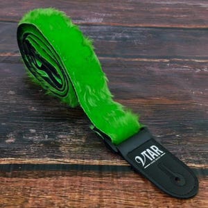 The Green Faux Fur Guitar Strap - Vtar Handmade Vegan Acoustic/Electric/Bass Guitar Straps