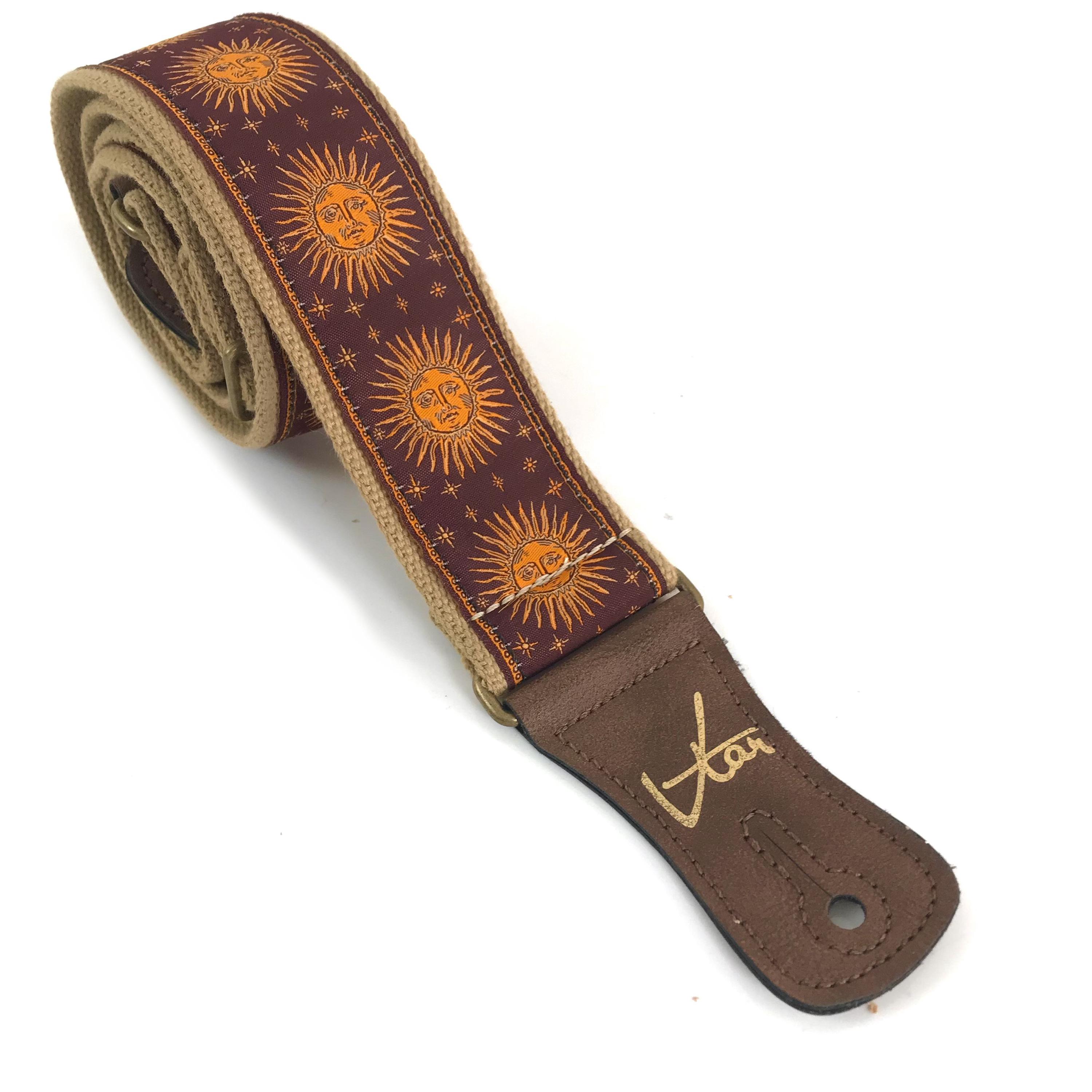 The Brown Sun King Guitar Strap - Vtar Handmade Vegan Acoustic / Electric / Bass Guitar Straps