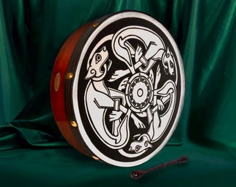 Handmade Dannan 16&quot; Vegan Bodhran Hand Drum - The Morrígan Battle Bodhrán