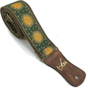 The Green Sun King Guitar Strap - Vtar Handmade Vegan Acoustic/Electric/Bass Guitar Straps