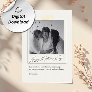 Tarjeta personalizada para el Día de la Madre con mensaje personalizado: tarjeta de felicitación digital imprimible para mamá: idea de regalo personalizable para el Día de la Madre