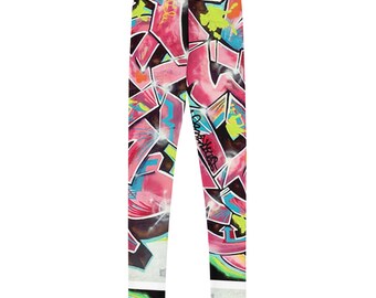 Youth Leggings - Hot Pink Graffiti