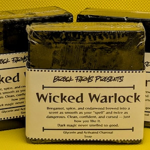 Wicked Warlock – Activated Charcoal Glycerin Soap | Cedarwood and Bergamot | Dark & Spicy Handmade Bar
