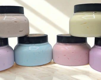 Vispad sockerpeeling | Exfolierande kroppspeeling | Återfuktande vispad tvålpeeling för len, strålande hud