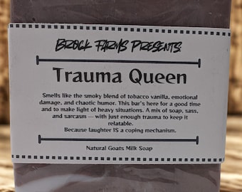 Trauma Queen – Handmade Goat Milk Soap Bar | Warm Spicy Vanilla Soap | Bold Artisan Body Soap