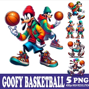 5 PNG Goofy Basketball Design WaterColor Tshirt Mug Tumpler Sublimation Png Design High Resolution Png Cartoon Dog