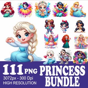 Princess Clipart Bundle: High-Resolution PNG Designs (111 Files)
