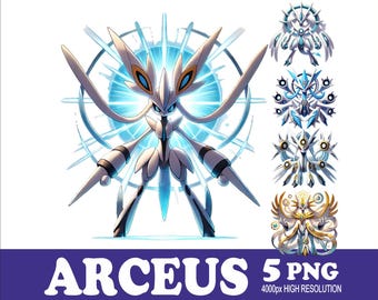 Arceus Watercolor PNG Design: Sublimation Graphics (5 PNG)