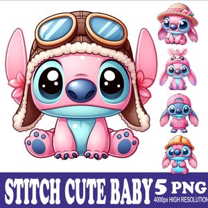 5 PNG Stitch Baby Design WaterColor Tshirt Mug Tumpler Sublimation Png Design High Resolution Png