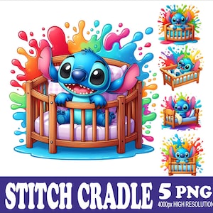 Watercolor Baby Stitch PNG Set: Sublimation Designs (Digital Download, 5  Files)