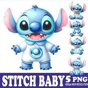 Stitch Baby Design 5 Png WaterColor Tshirt Mug Tumpler Sublimation Png Design High Resolution Png stitch