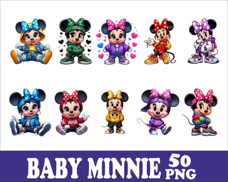 Baby Minnie Mouse PNG Bundle: 50 Designs, High-Resolution (Digital Download image 5