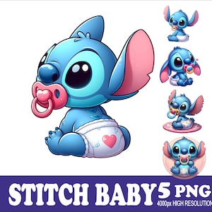 Stitch Baby Design 5Png WaterColor Tshirt Mug Tumpler Sublimation Png Design High Resolution Png