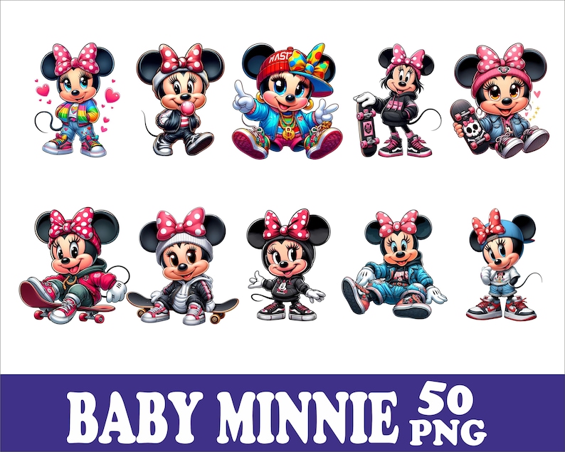 Baby Minnie Mouse PNG Bundle: 50 Designs, High-Resolution (Digital Download image 2
