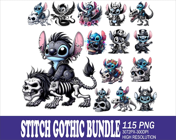 Stitch Gothic PNG Bundle: Sublimation Designs (115 Files)