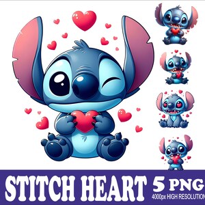 Watercolor Heart PNG: Stitch Love Design - Sublimation Print