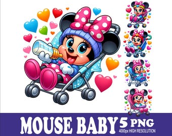 Minnie Maus Baby Design 5PNG Designs: Sublimationsgrafiken (5 Dateien)