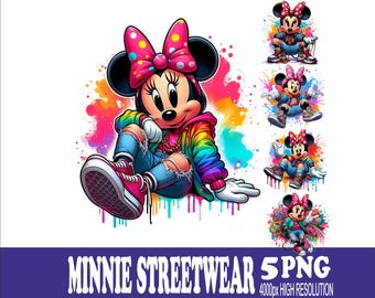 Minnie Mouse Streetwear Design 5PNG : Sublimation Graphics (5 fichiers)