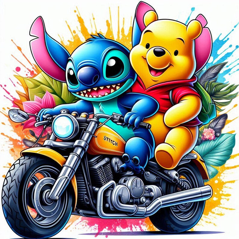 Motorcycle Riders Pooh Stitch & Winnie the Pooh PNG: Sublimation Design (5 Files) - Etsy