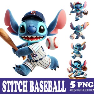 Stitch Baseball Design PNG: Akvarell sublimeringsdesign (5 filer)