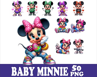 Baby Minnie Mouse PNG Bundle: 50 Designs, High-Resolution (Digital  Download