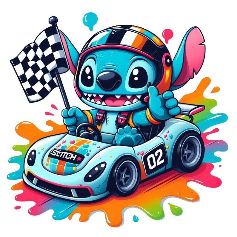 Stitc Racing Deviantart Stitch Racing Design Watercolor 5PNG: Sublimation Design Set (5 Files ...