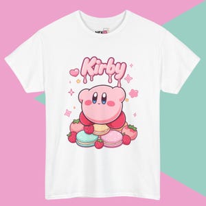 Cute Kirby Graphic Tee, Unisex T-Shirt for Gamers, Pastel Vibes, Perfect Gift for Birthdays, Anime and Gaming Apparel
