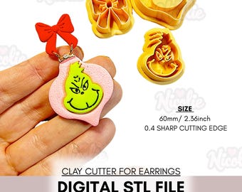 STL Digital File - Bauble Christmas Polymer Clay Earrings Cutter