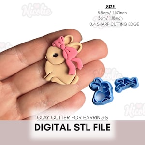 Schöne Osterhase mit Schleife Ausstechform Digitale STL-Datei | Scharfe Ausstechform