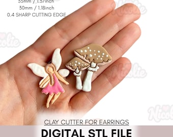 Cortador de argila polimérica em formato de cogumelo de fada | Arquivo STL digital | Cortador de argila afiado