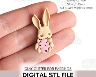 Arquivo STL digital | Cortador de argila polimérica para ovos de Páscoa em formato de coelho | Cortador de argila para Páscoa e Primavera
