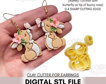 Digital STL File | Bunny Polymer Clay Cutter | Easter Spring Clay Cutter