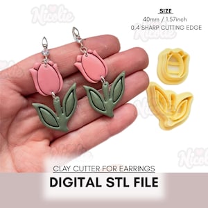 Digital STL File | Tulip Flower Polymer Clay Cutter | Floral Spring Clay Cutter