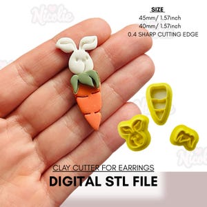 Easter Bunny Carrot Polymer Clay Cutter | Digital STL File | Sharp Clay Cutter