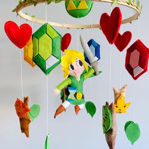 Handmade Zelda inspiriert Baby Mobile | Link-, Rupees-, Koroks- und Triforce-Thema