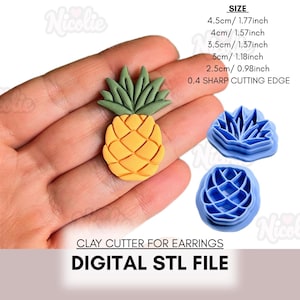 Pineapple Fruit Embossed Polymer Clay Cutter | Digital STL File | Summer Clay Cutter