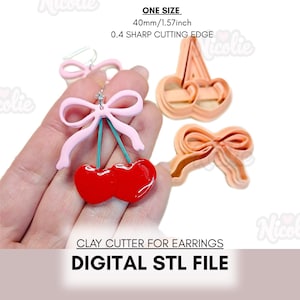 Cortador de arcilla polimérica con lazo de cereza / Archivo STL digital / Cortador de arcilla de frutas / Herramientas de arcilla / Cortador de arcilla de San Valentín