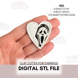 NUEVO Corazón Cara Gritona Espeluznante | Archivo digital STL | Cortador de arcilla de Halloween