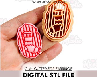 Digitaal STL-bestand: kerstsok polymeerklei met reliëfoorbellen