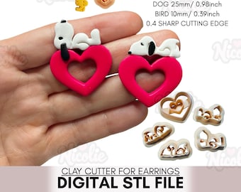 STL Digital File - Charlie's Dog Heart Polymer Clay Earrings Cutter