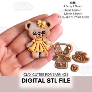 NOVO cortador de argila de polímero de urso | Arquivo STL digital | Cortador de argila fofo de verão