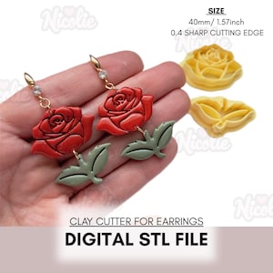 Archivo STL digital / Cortador de arcilla polimérica de rosas abiertas / Cortador de arcilla de flores