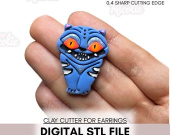 STL Digital File - Tiger Demon Polymer Clay Earrings Cutter