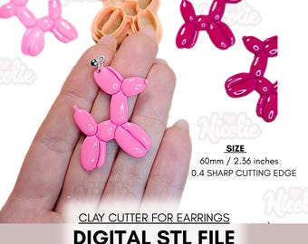 Balloon Dog Clay Polymer Cutter | Digital STL File | Polymer Clay Earrings | Fun Animal Clay Tools