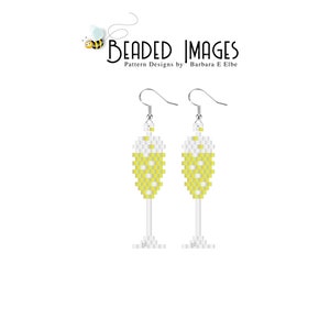 Champagne Glass Beaded Earring Pattern #472 Brick or Peyote Stitch