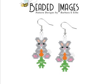 Bunny Beaded Earring Pattern: Easter Rabbit with Carrot (PDF Pattern)