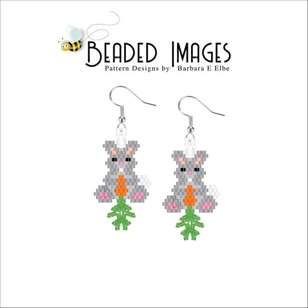 Honey Bunny Easter Bunny with Carrot Beaded Earring PATTERN 507